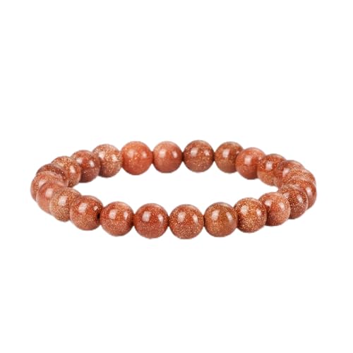 Elm City Direct 8mm Natural Stone Beaded Bracelet – Unisex Crystal Stretch Bracelets for Men & Women, Chakra & Healing Jewelry, Gift-Ready Beaded Bracelets - color: Gold Stone