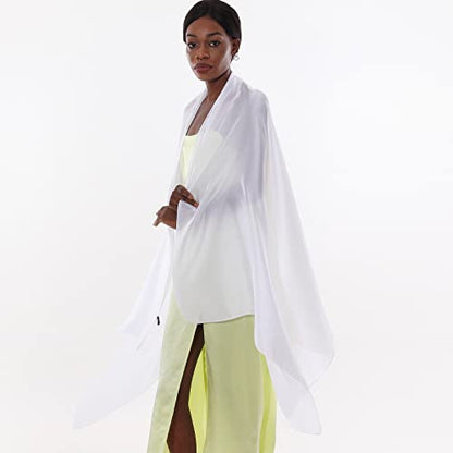 Womens Scarf Pashmina Shawls and Wraps for Evening Dresses Like Chiffon Silk Scarf for Bridal Wedding - color: White