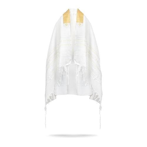 A supervised kosher Tallit Gadol Prayer Shawl from Israel,Wedding Model Diamond,Non-Slip.Wash and Iron easily. - color: With Gold Stripes, size: Size 50 - 68 x 48 Inch