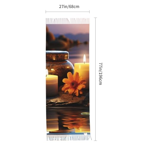 Candles Meditation Stones Winter Scarfs For Women Soft Long Warm Tassels Scarf Fashion Oversized Shawl Scarves Wraps