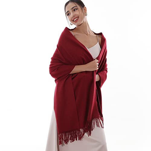 RIIQIICHY Winter Scarfs for Women Pashmina Shawls Wraps for Evening Dresses Large Warm Soft Scarves - color: Burgundy