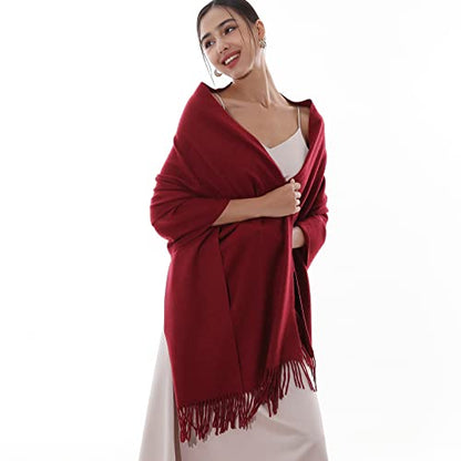 RIIQIICHY Winter Scarfs for Women Pashmina Shawls Wraps for Evening Dresses Large Warm Soft Scarves - color: Burgundy