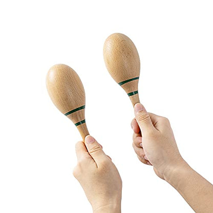 Maracas Hand Percussion Rattles,Beech Wood Material Rumba Shakers with Clear and Professional Sounds Musical Instrument for Party,Games (Natural) - color: Natural