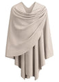 PULI Womens Large Cross Front Poncho Sweater Wrap Topper Knitted Elegant Shawls Cape for Fall Winter - color: 1-warm Oatmeal