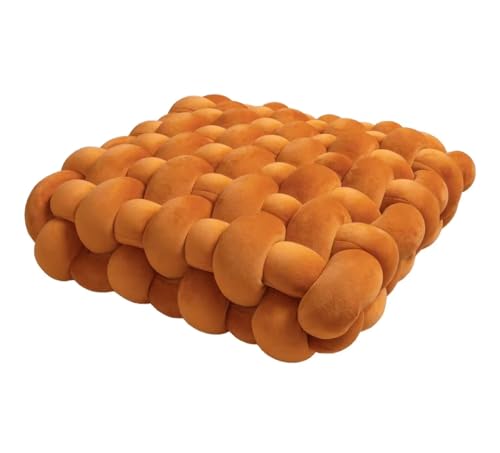 Large Knot Pillow Meditation Cushion Floor Cushions Sitting Funky Throw Pillows Chair Pillows Soft Pad Square Knotted Seat Cushions Home Decoration Living Room B(Size:40 * 40 * 12cm,Color:Sugar Color) - color: Sugar Color, size: 40 * 40 * 12cm