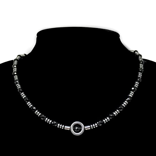 Healing Stress Anxiety Meditation Grounding Energy Gemstone Necklace Series - color: Healing Gemstone Necklace Series-Natural Black Agate -6mm 18 inch- Stone