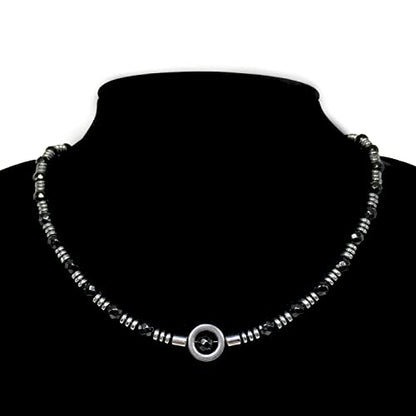 Healing Stress Anxiety Meditation Grounding Energy Gemstone Necklace Series - color: Healing Gemstone Necklace Series-Natural Black Agate -6mm 18 inch- Stone