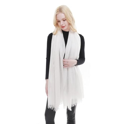 RIIQIICHY Scarf for Women Lightweight Solid Color Long Fashion Gauze Scarves Shawl Wrap - color: White