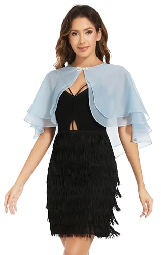 Women's Sheer Tencel Shawls and Wraps for Evening Dresses Soft Wedding Cape Lightweight Bridesmaid Scarves Cover Up - color: Sky Blue