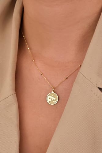LKBEADS Meditation Engraved Coin Pendant Necklace 24mm with 18 Inch Cable Chain | Sterling Silver Gold Plated | Unisex Gift Jewelry|LK_PNDN_1048