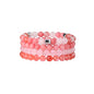 Fengling 4 PCS Beaded Crystal Bracelet for Women 8mm Natural Gemstones Handmade Bracelet for Girls Healing Stretch Bracelets Crystal Jewelry for Women Gifts - color: Pink Crystal&Watermelon crysta&Rose Quartz