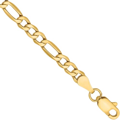 IceCarats 14K Yellow Gold 3.5mm Figaro Chain Link Bracelet, Polished