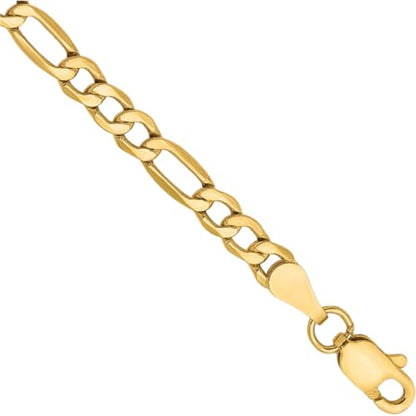 IceCarats 14K Yellow Gold 3.5mm Figaro Chain Link Bracelet, Polished