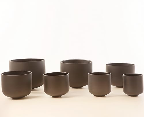 Leize 6-12 inch Chakra Tuned 432hz Set of 7 Quartz Black Crystal Singing Bowls with Heavy Duty Carrying Cases and Singing Bowl Mallet Suede Strikers