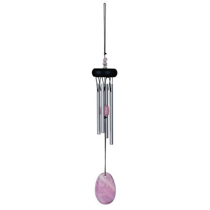 Woodstock Chimes Signature Collection, Precious Stones Chime, 12'' Rose Quartz Décor Designs - Small Chimes Wind Chimes for Outdoor, Patio, Home or Garden Décor (PSR)