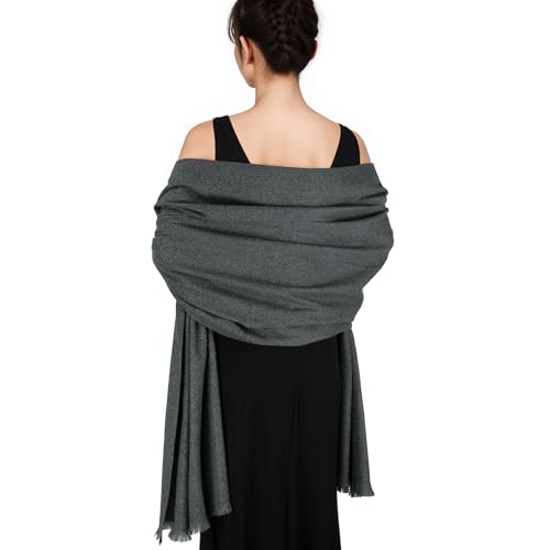 Pashmina shawls and wraps for Evening Dresses Scarf for Women Winter Shawl Wraps for Women Weedings - color: Dark Grey