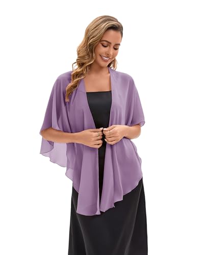 Baoqiya Chiffon Shawl Evening Scarf Shawls and Wraps for Women Wedding Party Bridal Scarves Cover Ups - color: Mauve