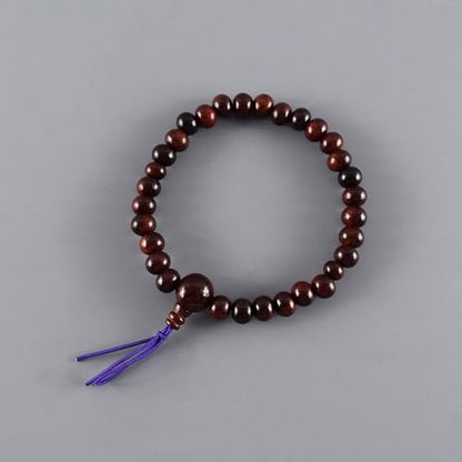Japanese Shitan Rosewood Bracelet Juzu Rosary Prayer Mala beads Handmade in Kyoto bracelet for men - style: With bossa