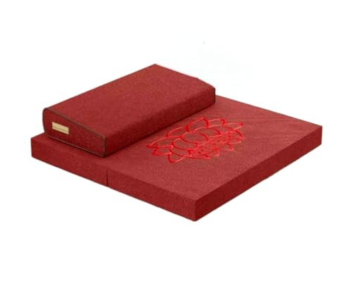 Meditation Cushion Set,Floor Pillows Seating for Adults Meditation,Large Rectangular Zen Pad and Foldable Square Floor Pillows,Yoga Mats,Washable Cover(Size:60x60cm(24x24inch),Color:Red) - color: Red, size: 60x60cm(24x24inch)
