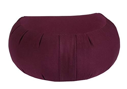 Kapok Crescent Zafu Meditation Cushion, Burgundy - color: Maroon