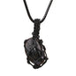 Crystal Tumbled Stone Pendant Necklace for Women Knotted Net Bag Leather Necklace Yoga Meditation Jewelry Gifts - color: Black Tourmaline