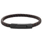 Geoffrey Beene Men's Braided Genuine Leather Fashion Bangle Bracelet with Stainless Steel Clasp - color: Brown