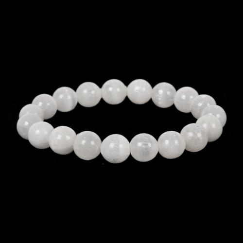 Justinstones Gemstone Crystals Chakra Beads Bracelet Crystal Healing 10mm Round Stretchable Bracelet for Her Gift - color: Cat Eye White Selenite
