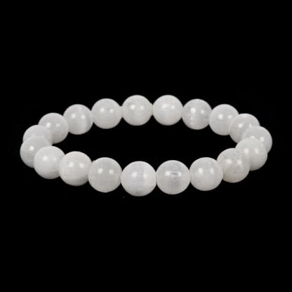 Justinstones Gemstone Crystals Chakra Beads Bracelet Crystal Healing 10mm Round Stretchable Bracelet for Her Gift - color: Cat Eye White Selenite
