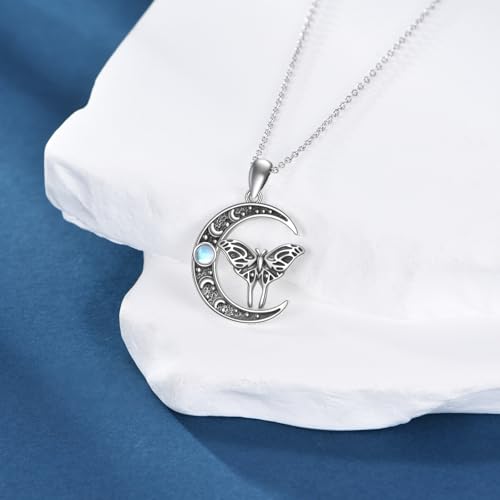 Witch Knot/Trinity/Triple Moon Necklace S925 Sterling Silver Protection Jewelry Gifts for Women - style: Luna Moth