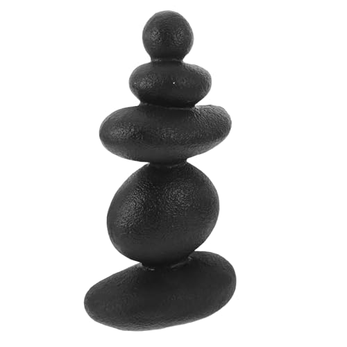 Stacked Stone Sculpture - Mini Zen Rocks for Garden Patio Japanese Themed Decor - Resin 5-Stone Meditation Rock Cairn Ornament