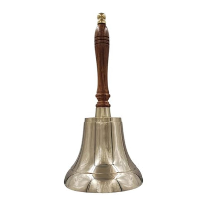 Large & Heavy Solid Brass Loud Hand Call Bell for Weddings, Christmas, School 11"(H) 5"(D) Polished Brass by THDC - color: Polish