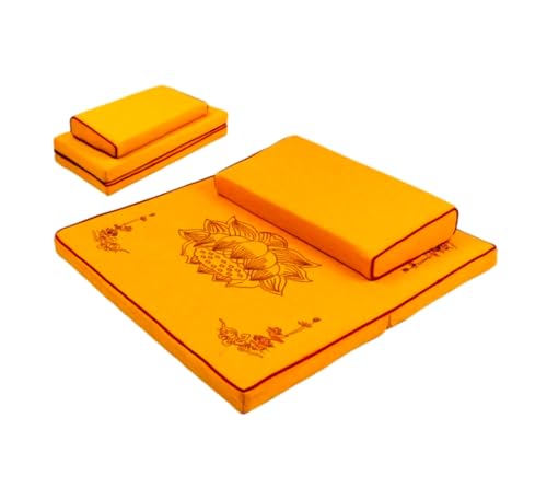Meditation Mats,Futons, Household Folding, Thickened Fabrics, Coconut Palm, Kneeling Mats(Size:70x70cm(28x28inch),Color:Yellow) - color: Yellow, size: 70x70cm(28x28inch)