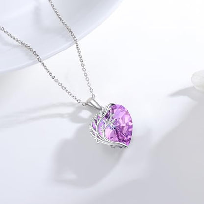 Tree of Life Necklace for Women 925 Sterling Silver Crystal Tree of Life Pendant Necklace Crystal Pendant Jewelry Gift for Women