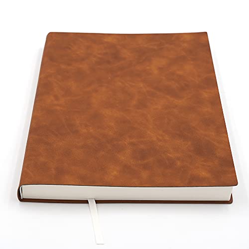 Large Thick Journal Notebook, Lined Papers, A4 8.4x11.4 inches, 416 Pages, Soft Faux Leather Cover (Brown, Ruled) - color: Brown, Ruled, 416Pages