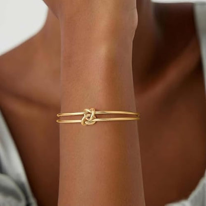 72ore Knot Bracelets for Women Gold Knot Bracelet Two Tone Knots Design Minimalist Wrist Jewelry for Daily Wear