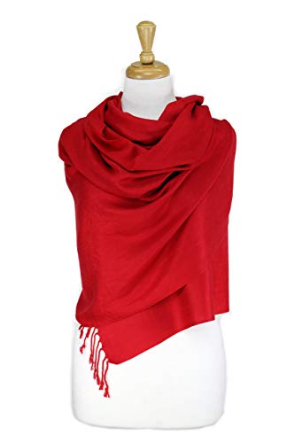 Luxurious Pashmina Feel Scarf & Shawl - Soft Solid Color Wrap for Weddings, Evening Dresses, Gifts - color: . Red