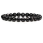 Keleny Gem Semi Precious Gemstones 8mm Natural Stone Round Beads Rock Crystal Jasper Stretch Bracelet 7 Inch Unisex - color: Black Hypersthene