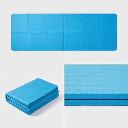 TPE Yoga Mat with Hanging Holes, Wall Mount Workout Mat, Shock Absorbent Fitness Pad for Home Gym, Pilates & Meditation - color: blue foldable