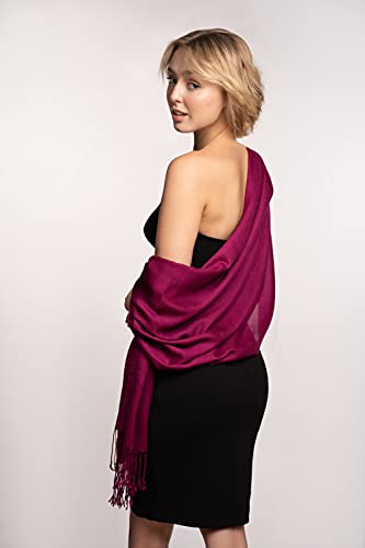 EURKEA Women's Scarf Pashmina Silky Soft Shawls Wraps Stole for Evening, Wedding and Gift - color: Magenta