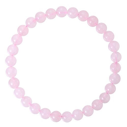 BRCbeads Gemstone Bracelets Natural Gemstone Birthstone Handmade Healing Power Crystal Beads Elastic Stretch 7.5 Inch Gift Box Unisex - color: Rose Quartz