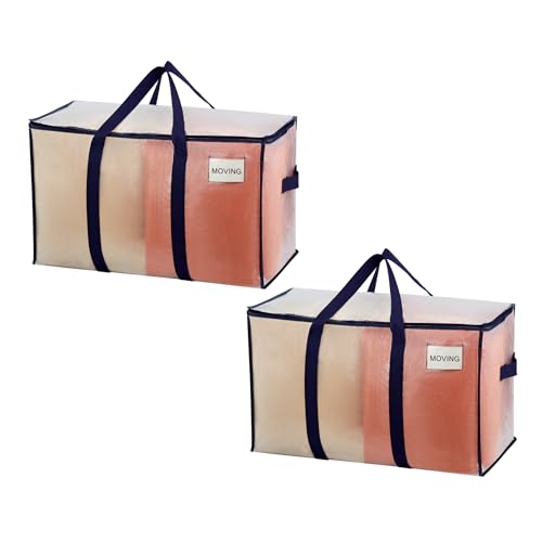 VENO 2 Pack Heavy Duty Moving Bags, Extra Large Storage Bags with Reinforced Handles & Strong Zippers, Foldable & Reusable Moving Box Alternative for Clothes & Dorm Storage - color: Clear, size: 2 Pack