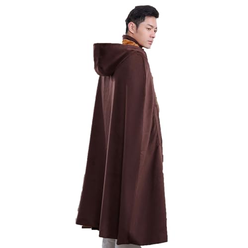 Meditation Buddhist Hooded Cloak Coat, Winter Meditation Cloak Zen Cloak Men and Women, Plush Cloak(Coffee)(2XL) - color: Coffee, size: 2XL
