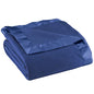 OakRidge Satin Fleece Blanket, Full/Queen, Twin or King Size – 100% Polyester Lightweight Fabric and Cozy Satin Binding Edges in Tightly Folding Travel Blanket, Navy Blue - color: Navy Blue, size: King