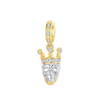 Prayer Cross Elephant Airplane Suitcase Charm 925 Sterling Silver Charms fits for Bracelets Necklace Pendant Bead Charms Jewelry Gift for Women Family - color: Golden Crown Skull Charm