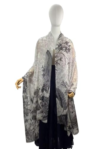 Luxury Cashmere Pashmina Style Shawl - Silk & Wool Blend Scarf, Lightweight Skin-Friendly Wrap - color: 7 Gray