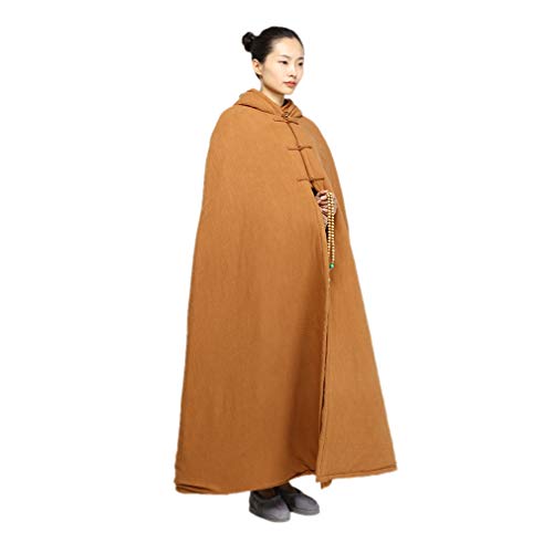 Unisex Men Women Meditation Buddhist Cloak Winter - color: Dark Orange, size: Large