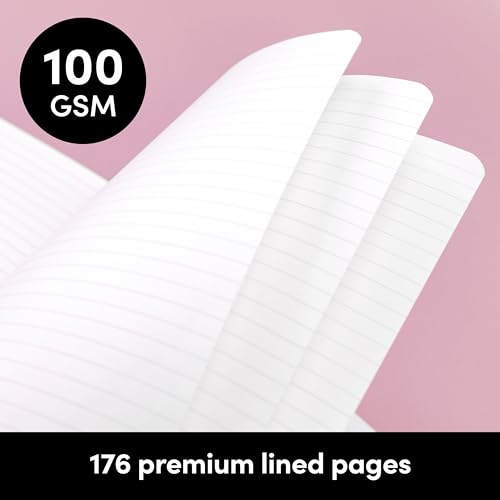PAPERAGE Softcover Lined Journal Notebook (Black), 176 Pages, College Ruled Notebook, Small 5.6 inches x 7.9 inches - 100 gsm Thick Premium Paper - color: Black