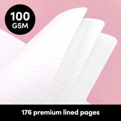 PAPERAGE Softcover Lined Journal Notebook (Black), 176 Pages, College Ruled Notebook, Small 5.6 inches x 7.9 inches - 100 gsm Thick Premium Paper - color: Black