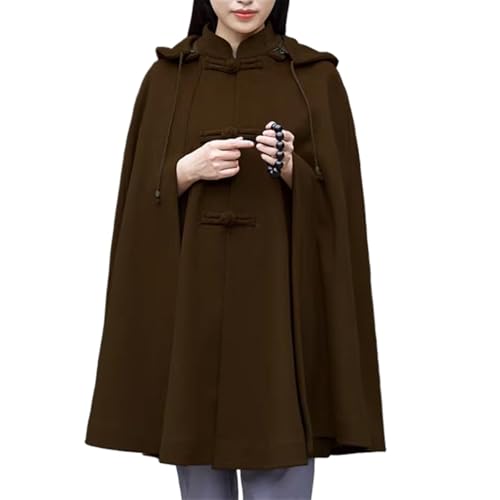Meditation Cloak with Removable Zipper Hood Prayer Warm Robe Cozy Cape Poncho Women Men Oversize Coat - color: Coffee, size: Large