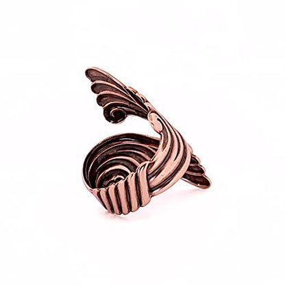 Copper Scroll Ring, Solid Copper Bypass Ring, Adjustable Fit For Most Sizes